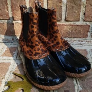 Leopard Print Duck Boots